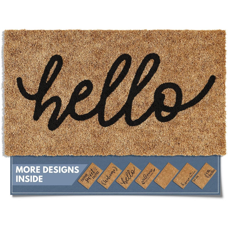 Barnyard Designs Doormat Welcome Mat for Outdoors, Large Front Door Entrance Mat, Brown (Hello, 30x17) - Image 1